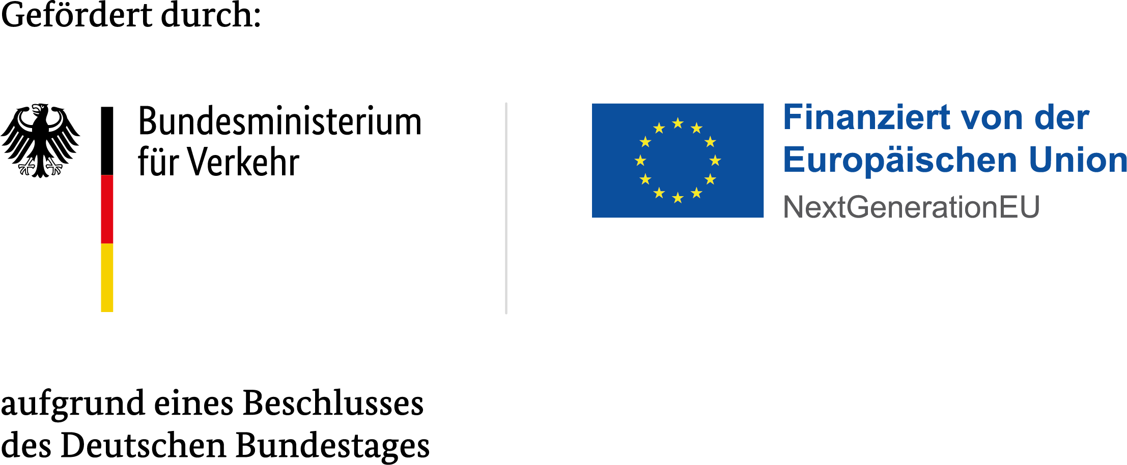 Logokombi BMV+Finanziert von EU Gefördert durch: Bundesministerium für Verkehr & EU NextGenerationEU Logo